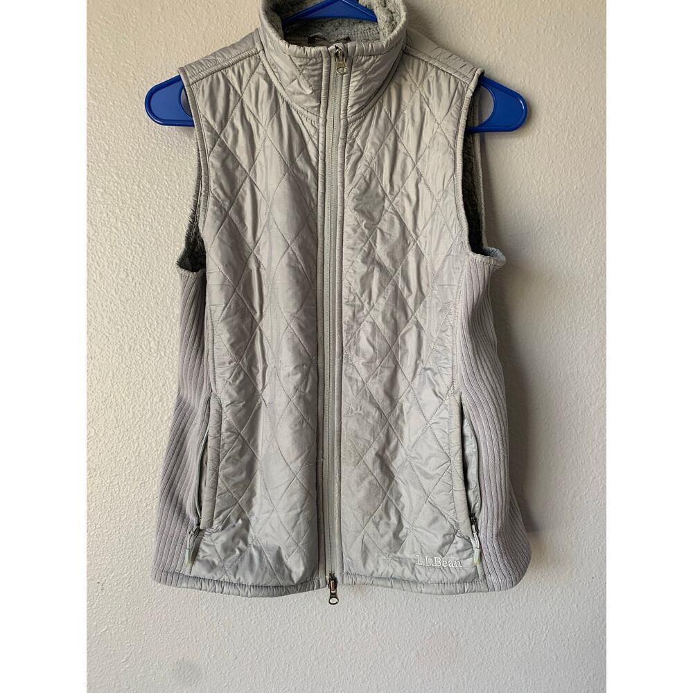 L.L. Bean Quilted Sherpa Lined Vest Women’s XS Gray